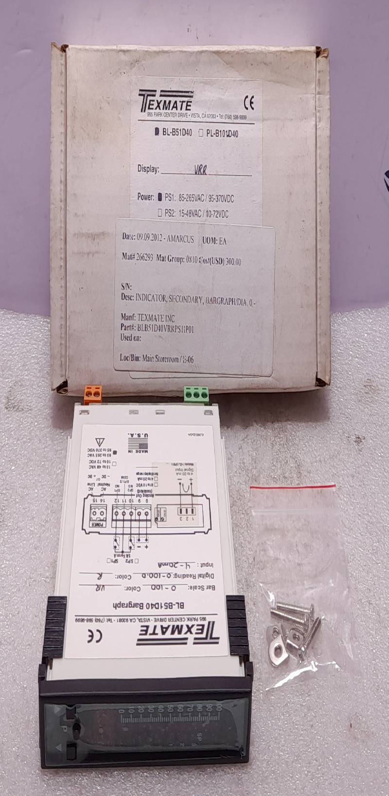 Texmate BL-B51D40 Bargraph Bar Scale 0-100 Color VR Supply 85-265VAC 95-370VDC