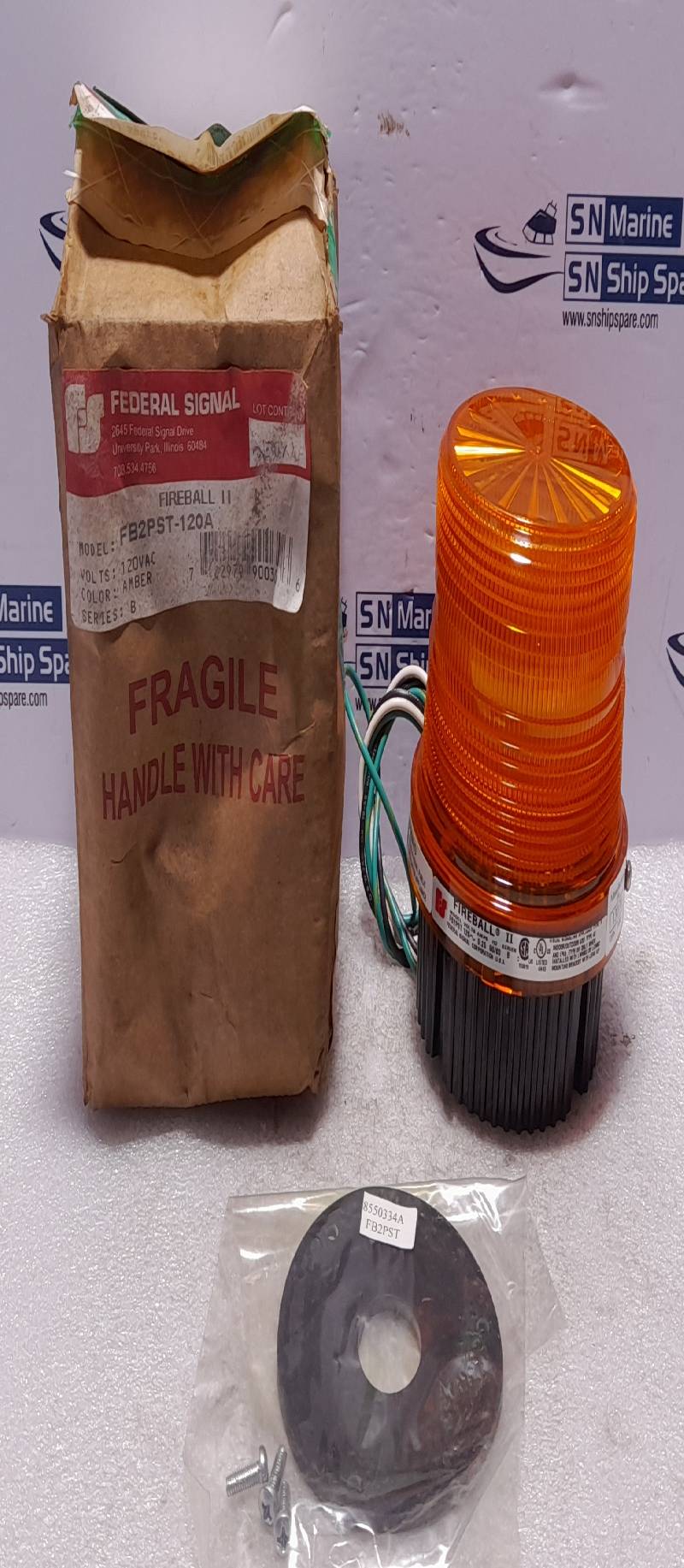 Federal Signal FB2PST-120A Ser B Fireball II Amber Strobe Light FB2PST 120V~ 0.25A 50/60Hz