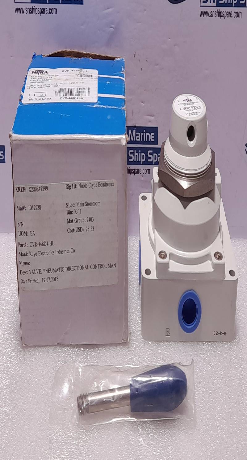 Nitra CVR-448D4-HL Hand Lever Valve 3-Position Close Center Rotary Detented ½NPT
