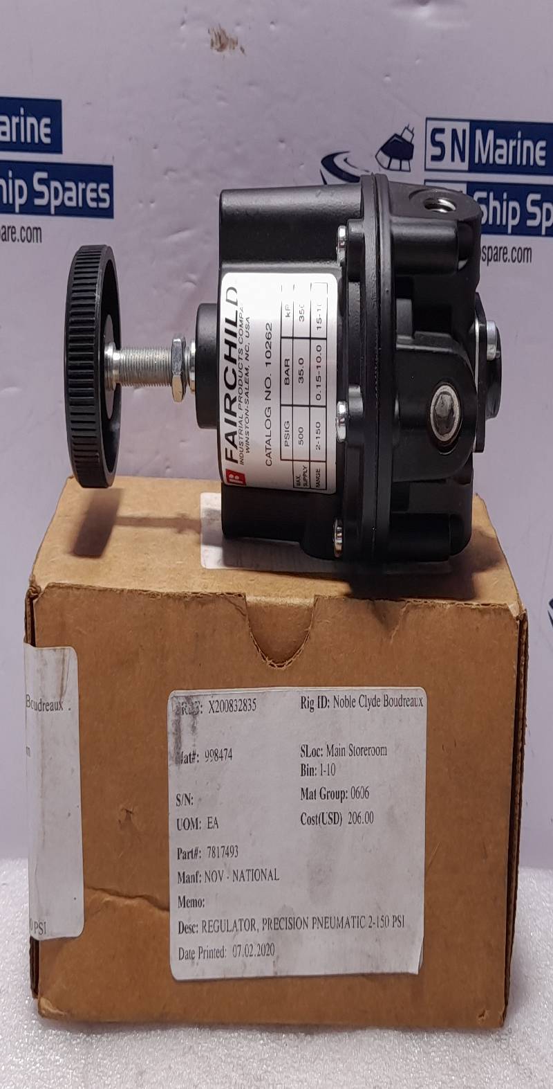 Fairchild 10262 Pneumatic Precision Regulator NOV 7817493 Range 2-150 PSIG