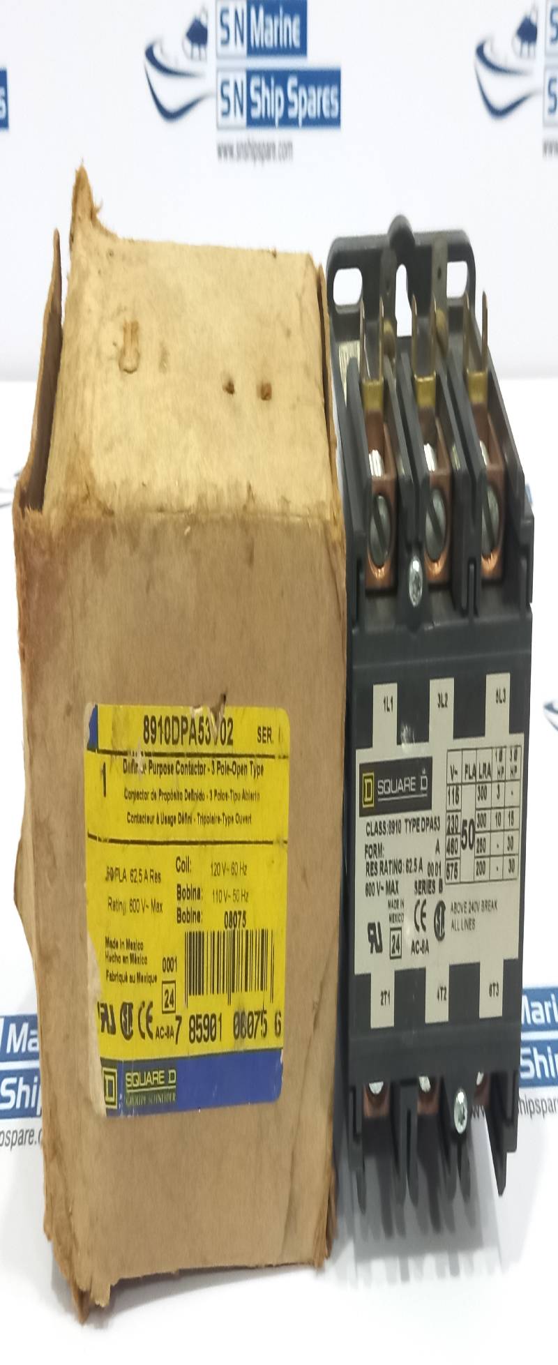 Square D 8910DPA53V02 Definite Purpose Contactor 3P 120V/110V 60/50Hz