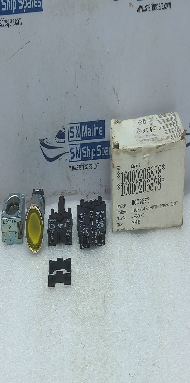 Siemens 3SB3 647-0AA31 Round Yellow Illuminated Flat Push Button 1NO+1NC