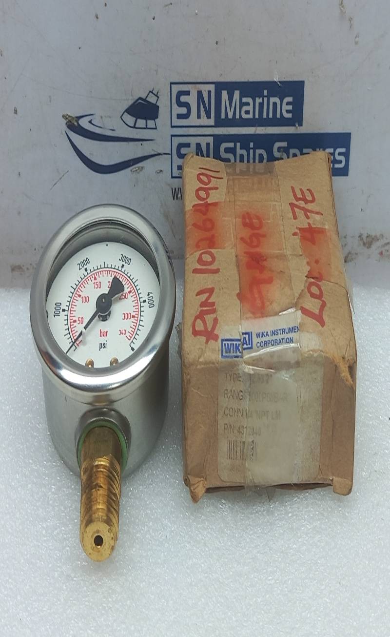 WIKA 4312040 212.53 Pressure Gauge, 0-5000 PSI, 2\