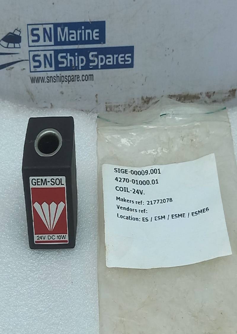 Gem-Sol 21772078 SIGE 00009.001 4270-01000.01 Coil 24V DC 10W 21772078 
