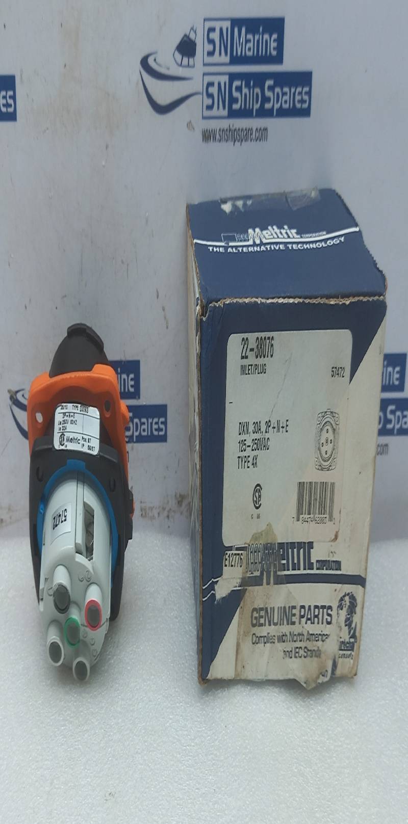 Meltric 22-38076 Inlet/Plug DXN3 32A 2P+N+E 250VAC 60HZ IP 66/67