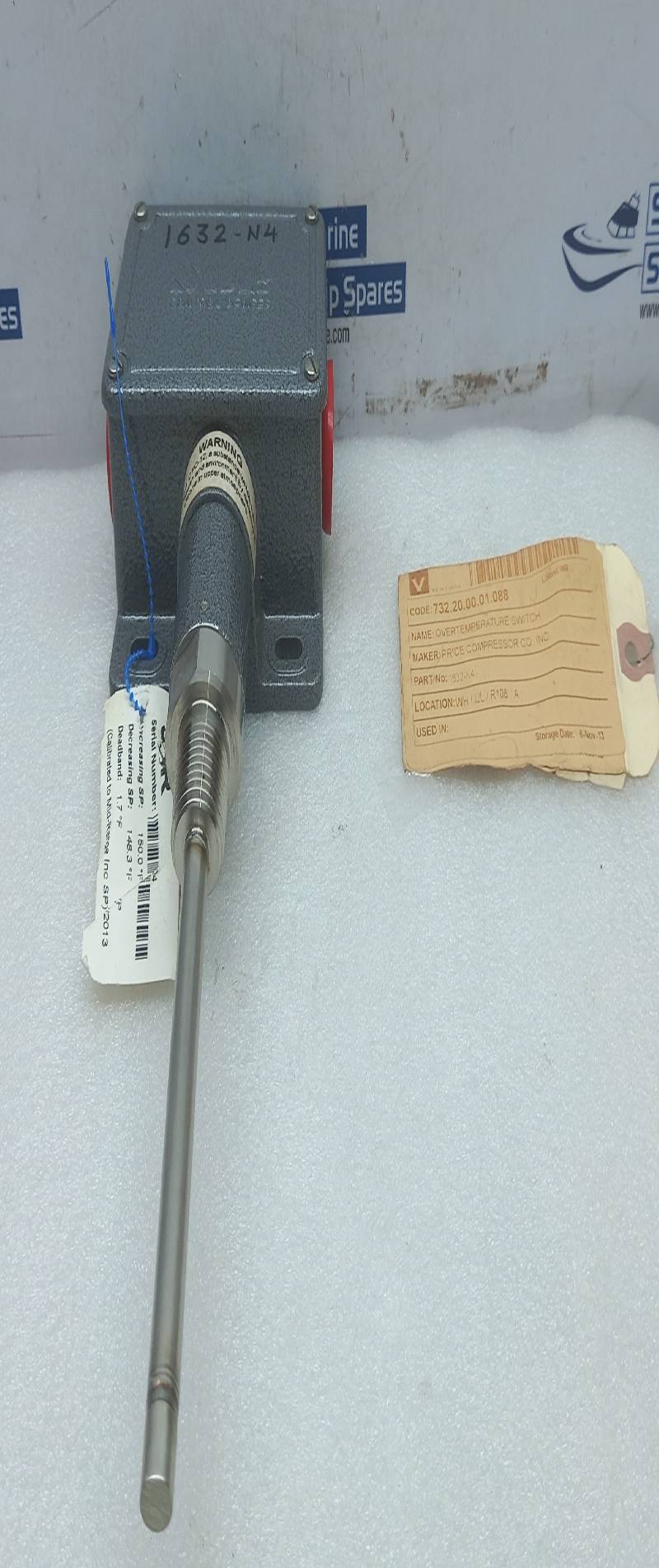 STATIC-O-RING SOR 201N3-K125-U9-C7A Temperature Switch 40-225° F