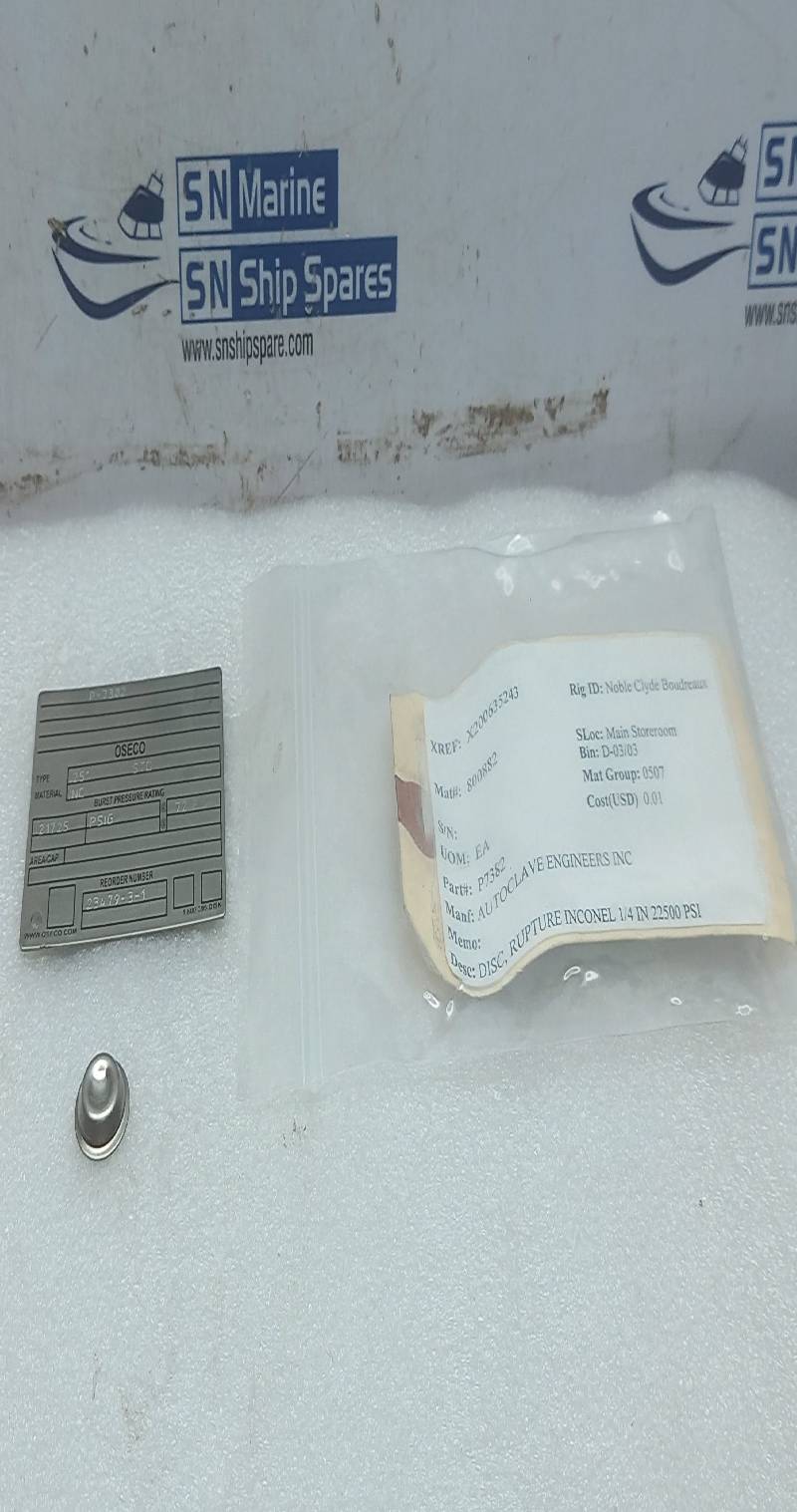 Oseco P-7382 Rupture DIsc Autoclave Engineers P7382 ¼ in 22500 PSI