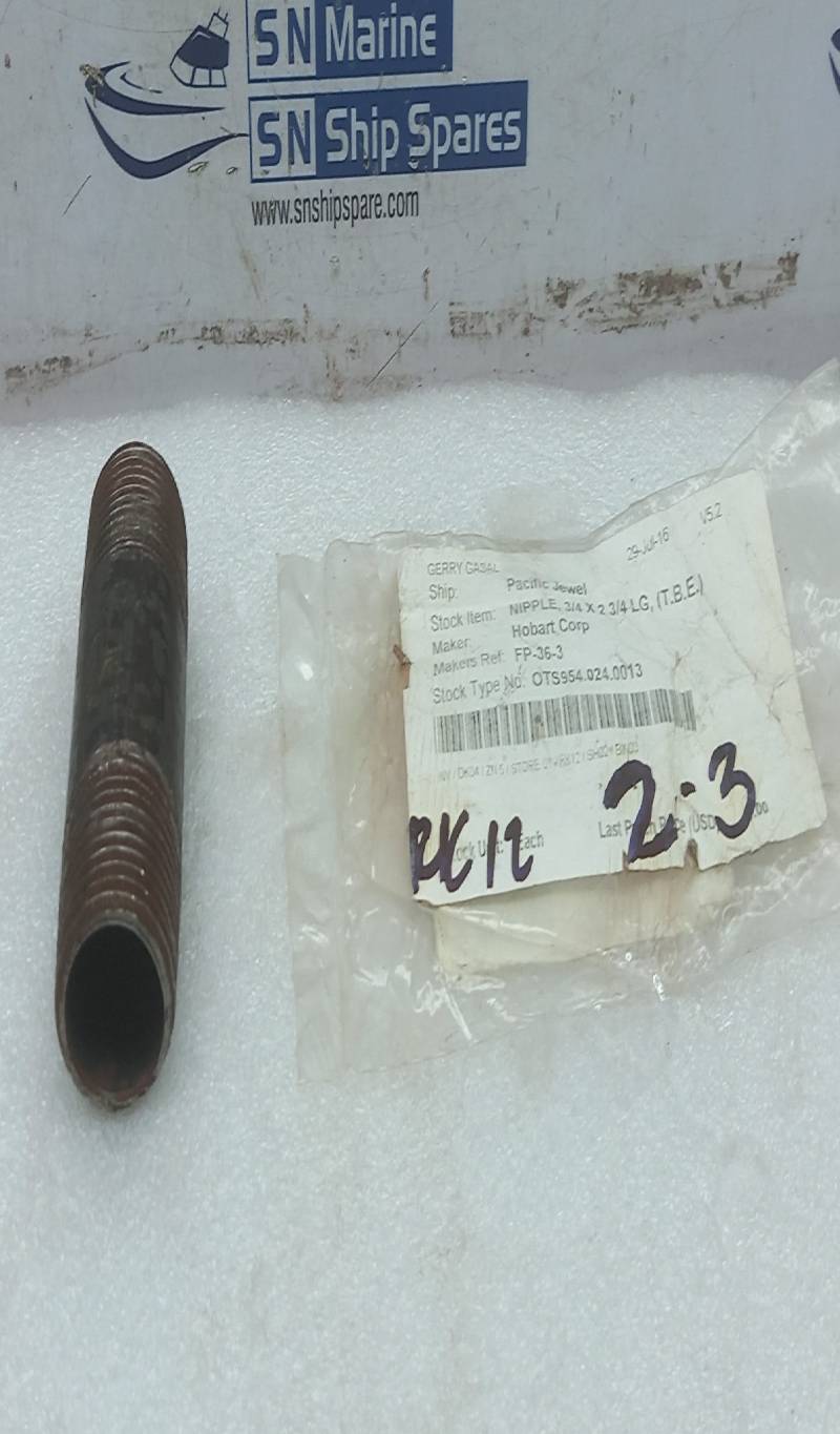 Hobart FP-036-03 Nipple ¾ x 2 ¾ LG. (T.B.E.) FP-36-3