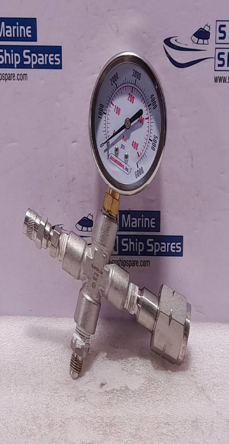 Accumulators Inc. Pressure Gauge Assembler 0-400 Bar 0-5000 PSI