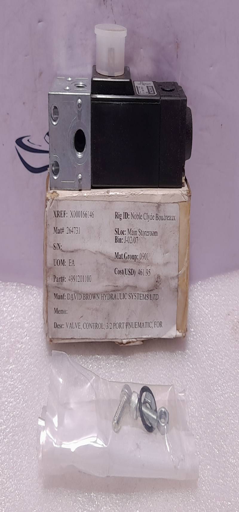 Rexroth 0 820 005 252 Hamworthy h36109/6 3/2 Port Pneumatic Valve 0820005252