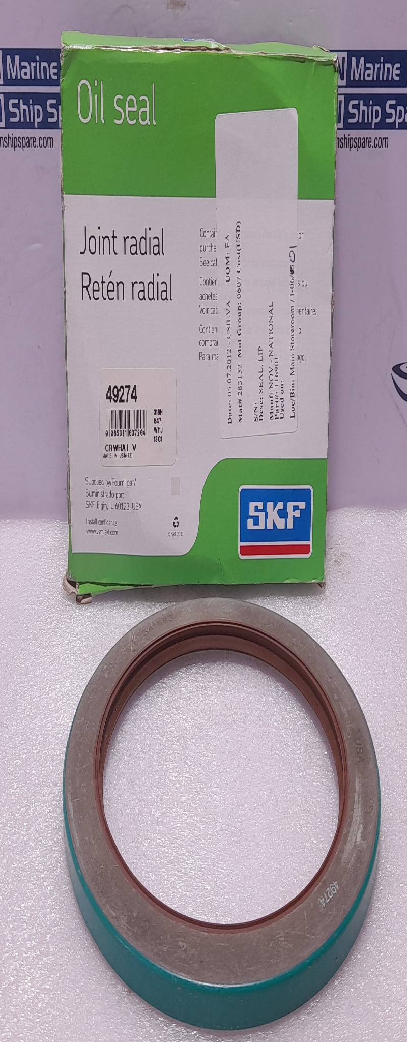 SKF 49274 Lip Seal 4.9 X 6.38 X 0.5A Nov-National 30116901