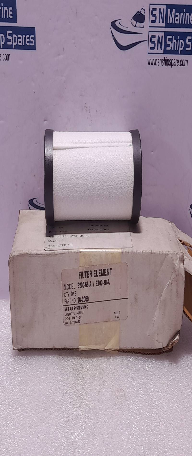 Van Air System 26-2059 Filter Element E200-55-A E100-30-A
