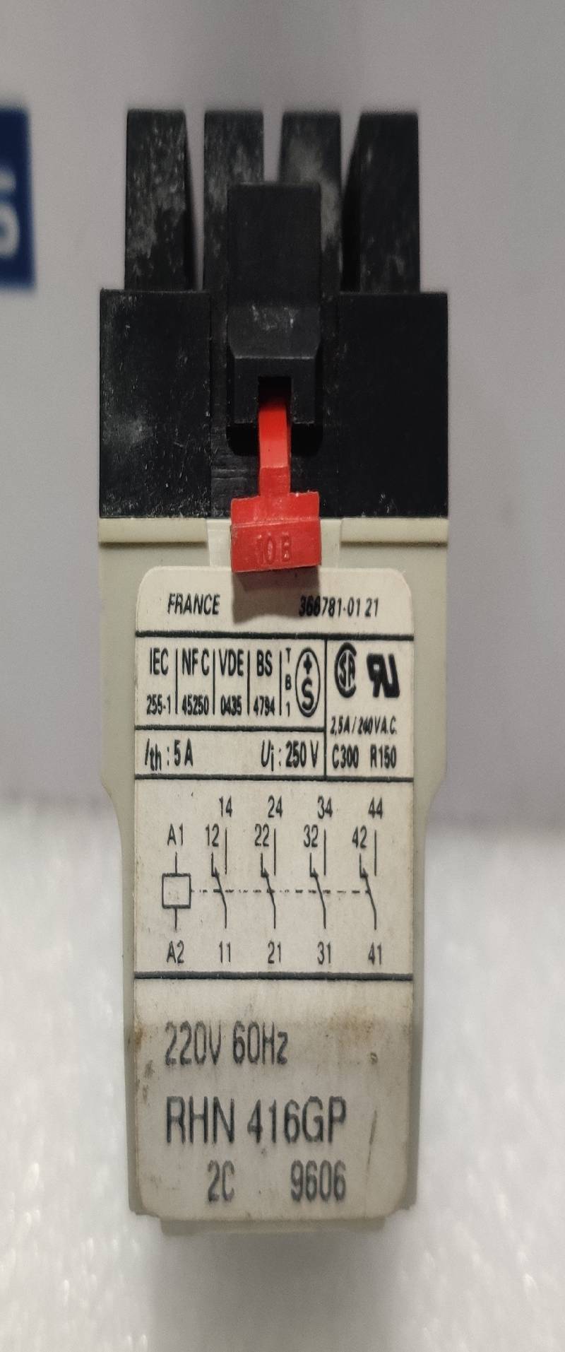 Schneider RHN416GP Inst Relay 220V 60Hz Ui 250V Ith 5A