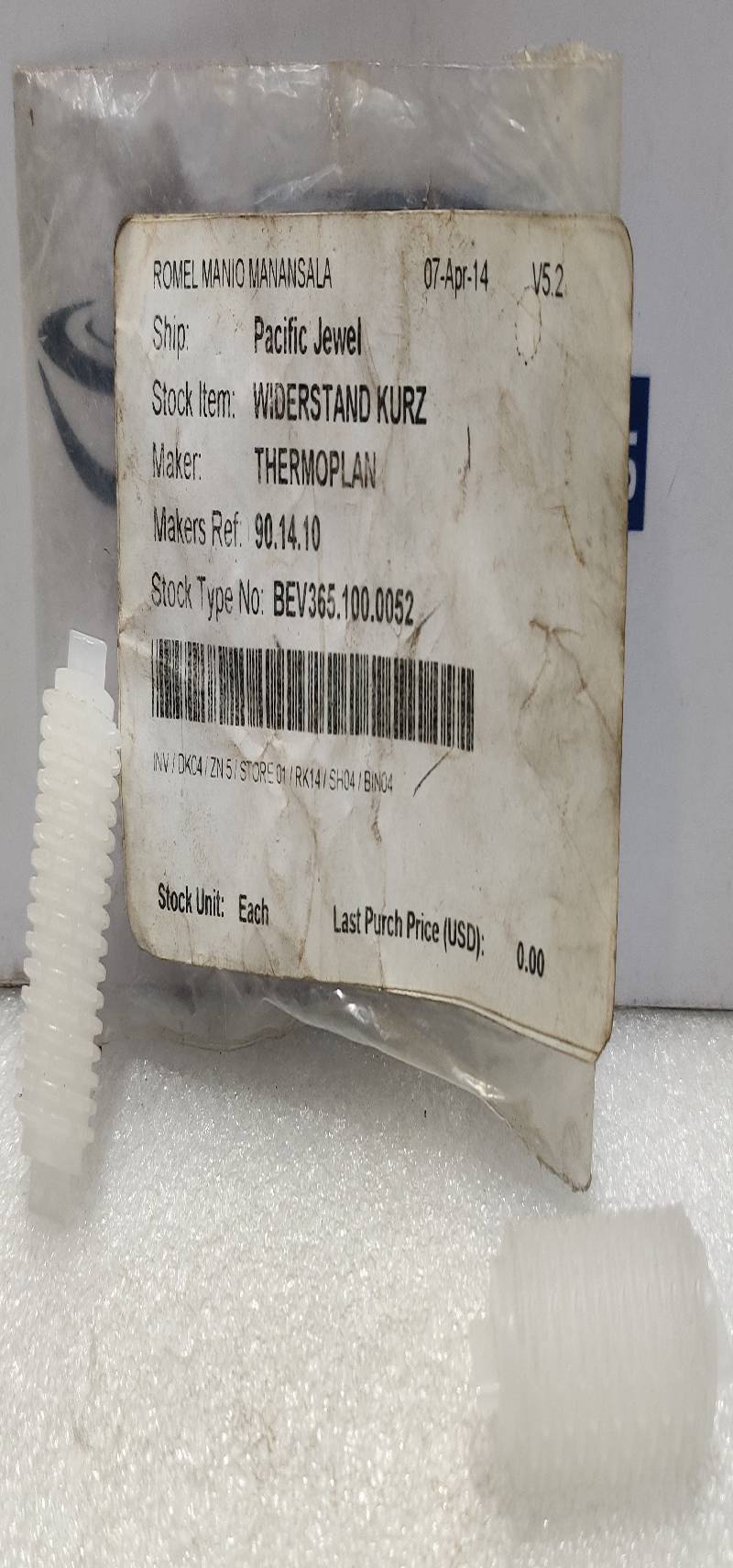 Thermoplan 90.14.10 Widerstand Kurz