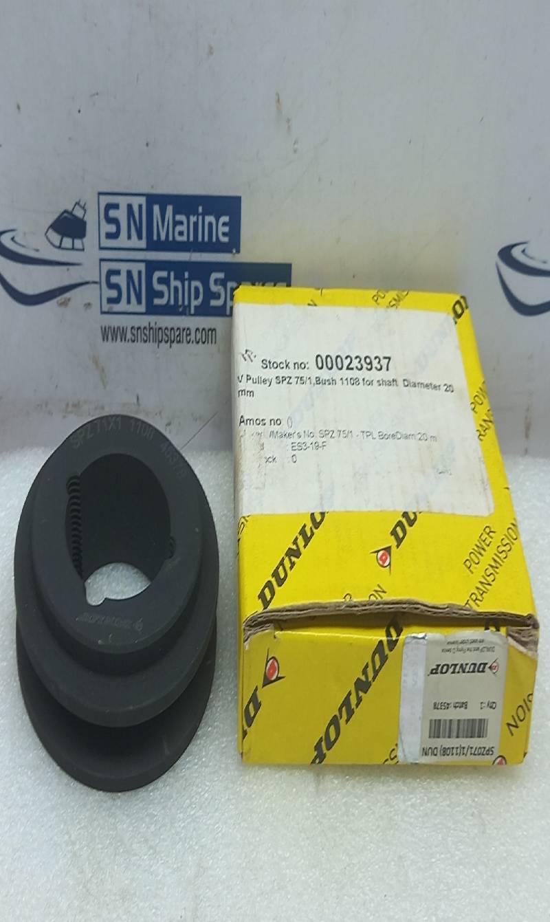 Dunlop SPZ71X1 V Pulley SPZ 75/1, Bush 1108 For Shaft Diameter 20mm