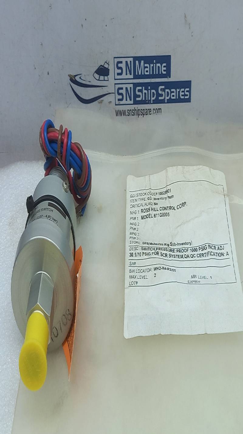 Custom Control 611G8005 Pressure Switch Proof: 1000 Psig (69 Bar) Ross Hill