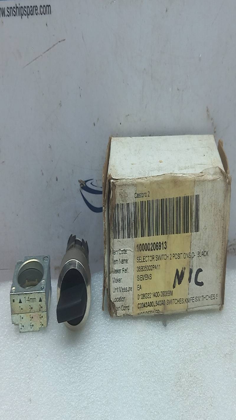 Siemens 3SB35 00-2PA11 Black Selector Switch 2 Position Series C