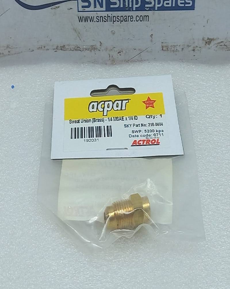 Actrol 218-0404 Sweat Union (Brass)-14 MSAE x 14ID 5PCs In Lot