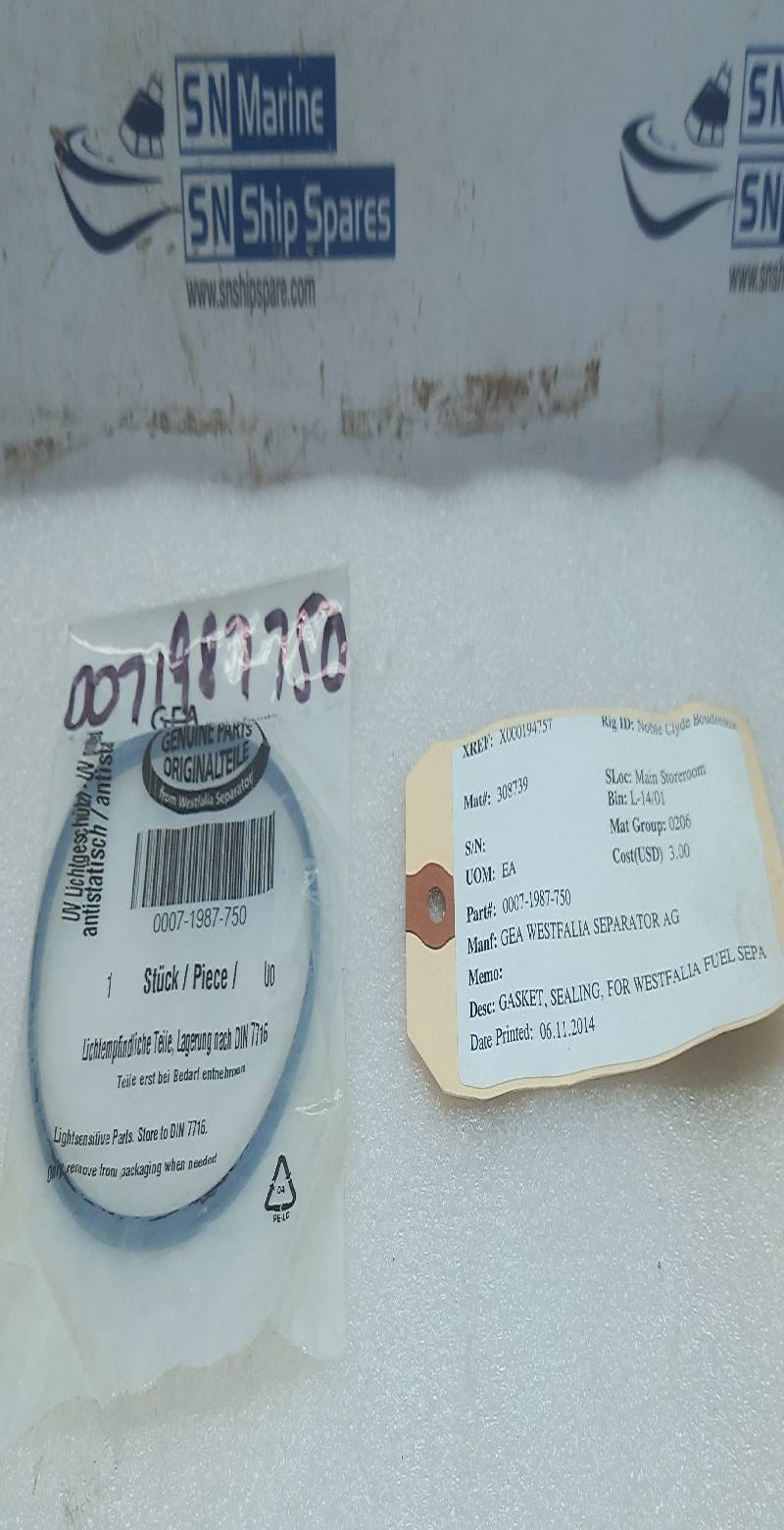 GEA 0007-1987-750 Seal Gasket For Westfalia Fuel Separate 4PCs In Lot