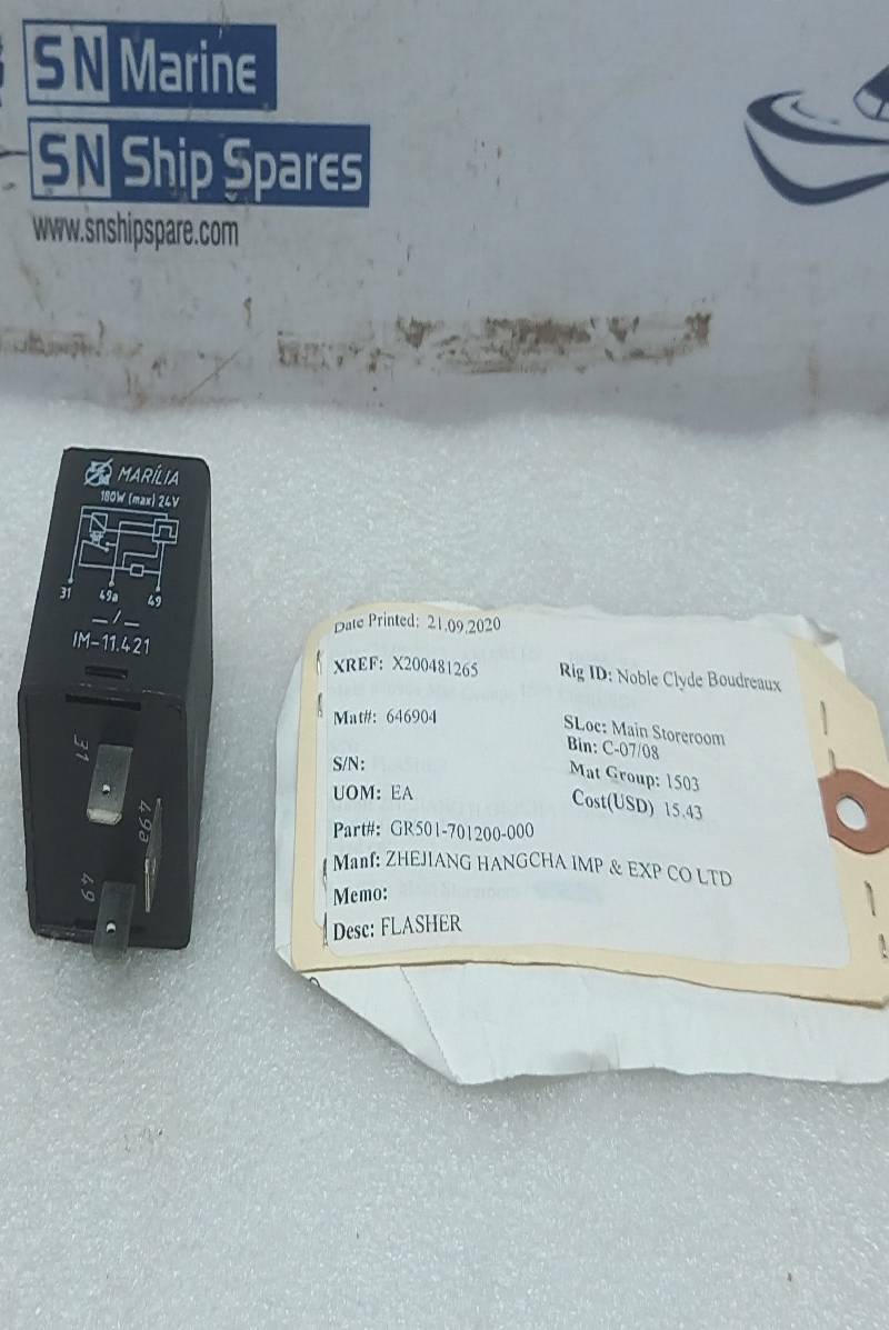 Marilia IM-11.421 Relay Inermitente Flasher 180W(max) 24V  Zhejiang Hangcha GR501-701200-000 2PCs In Lot