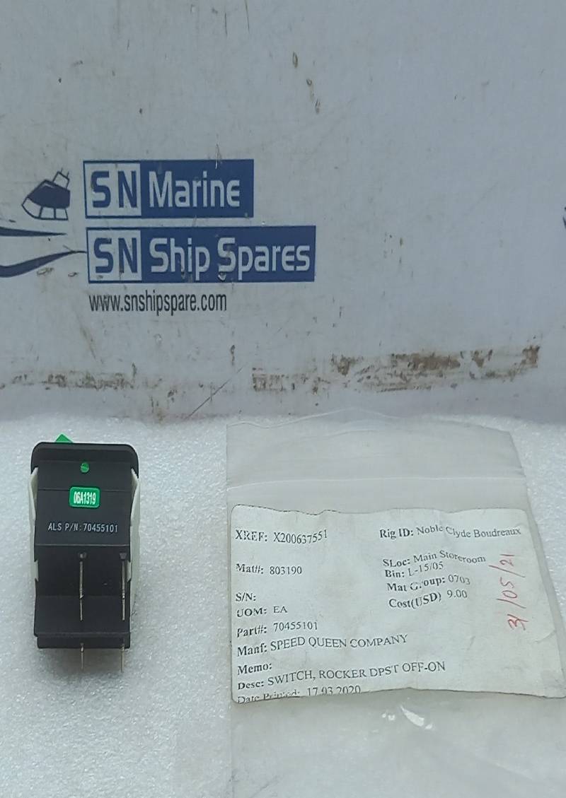 Speed Queen 70455101 OFF-ON DPST Rocker Switch WB24E