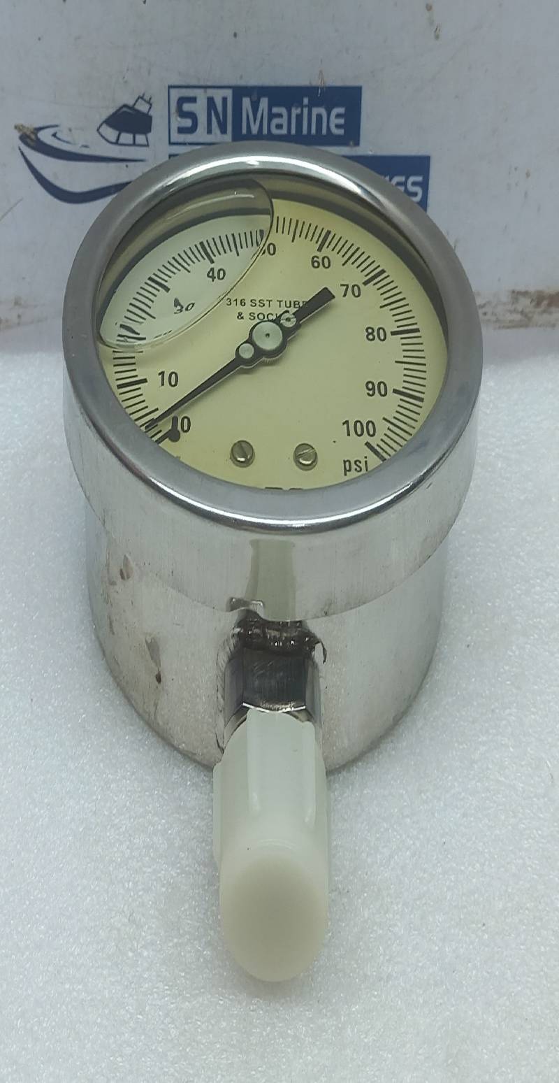 Marsh 0-100PSI Pressure Gauge 316SST Tube &Socket