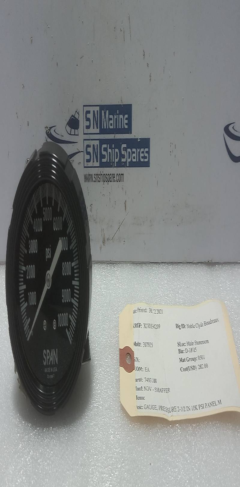 Span 02-4006-T Pressure Gauge 1-1/2 In 10K PSI Panel NOV 7403188
