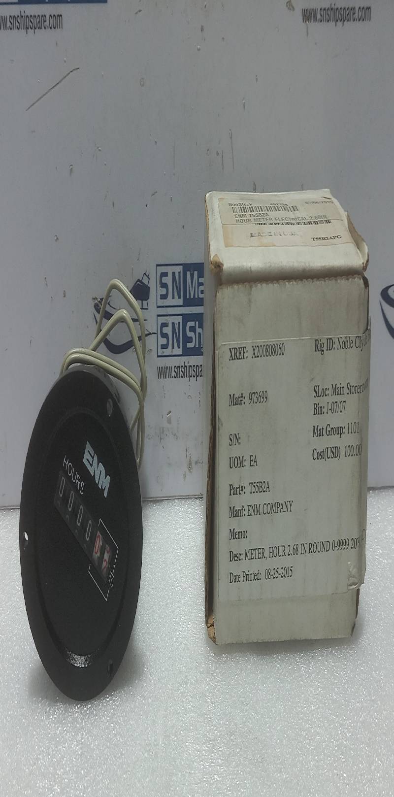 ENM T55B2A Panel Hour Meter 115V 60Hz 2.68 In Round 0-9999 20Vac