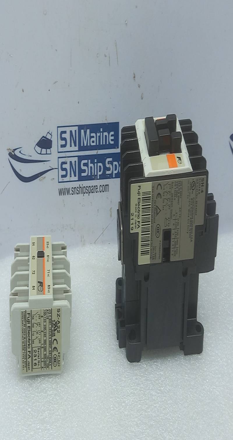 Fuji Electric SH-4 Auxiliary Relay SH04AA With Fuji Electric SZ-A22
