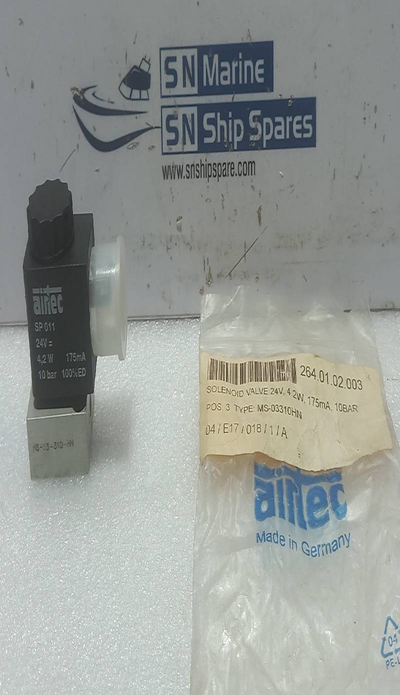 Airtec SP 011 Solenoid Valve Coil With MS-03-310-HN 24V, 4.2W 175mA 10Bar