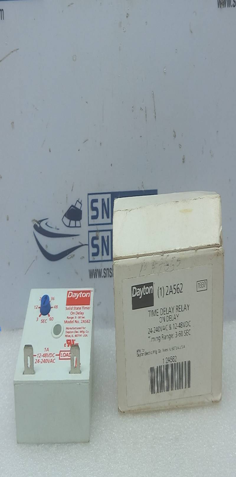 Dayton 2A562 Solid State Timer 3-60Sec 12-48Vdc 24-240Vac