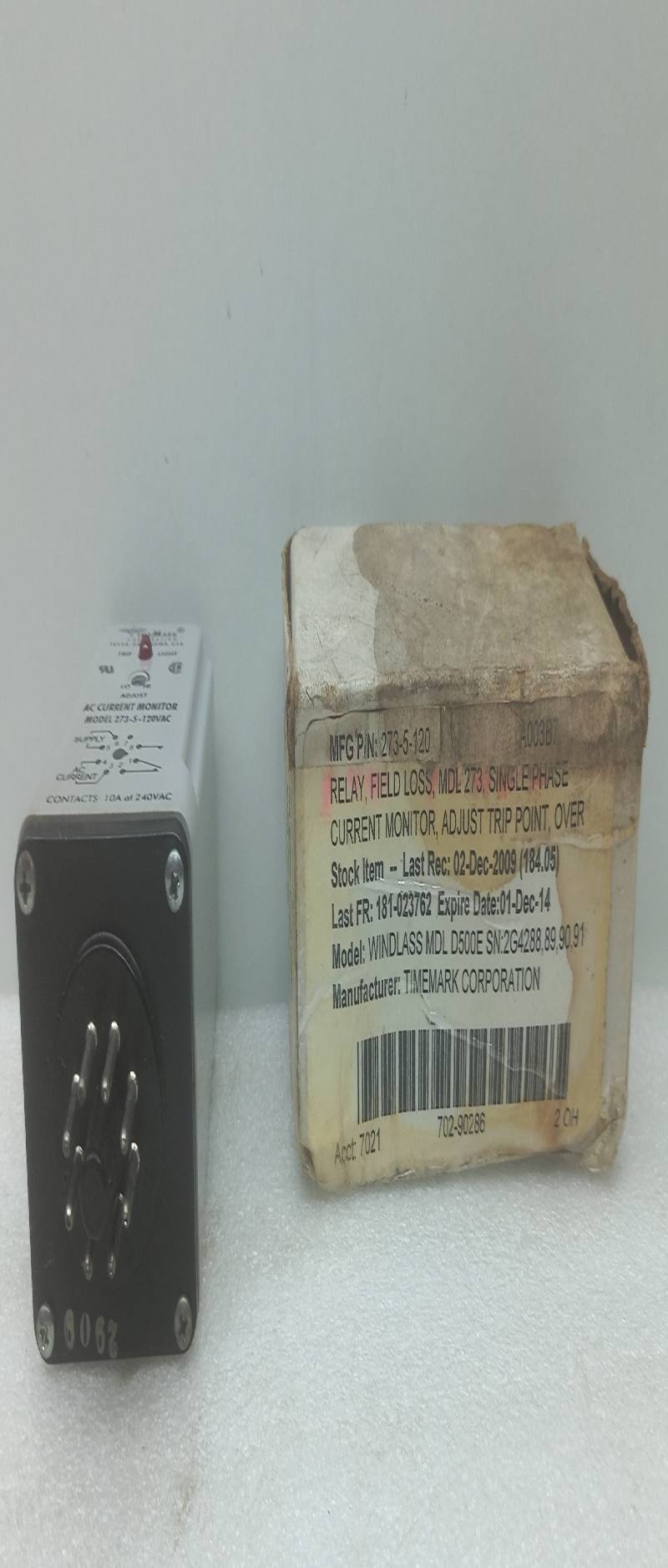 TIMEMARK Model: 273-5-120VAC AC Current Monitor Contacts: 10A At 240VAC