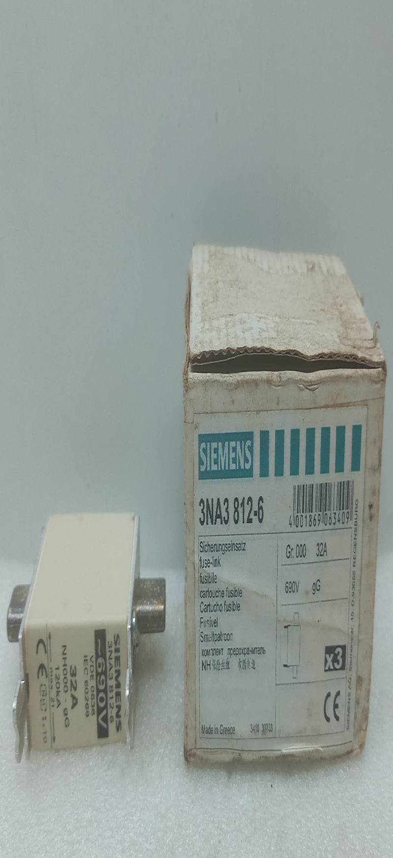 Siemens 3NA3 812-6 Fuse Vde 0636 Iec 60269 32A - 3pc lot