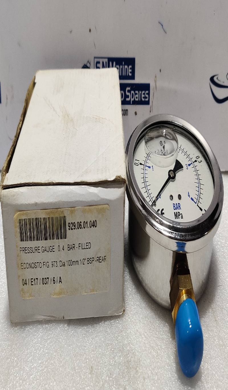 0-4Bar/0-0.4MPa Pressure Gauge Size: 100m/m Connection: ½”PF  ECONOSTO FIG.973 