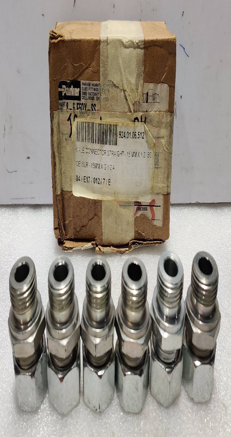 Parker 8-6-F50X-SS Straight Male Connector 15MM X 1/2\