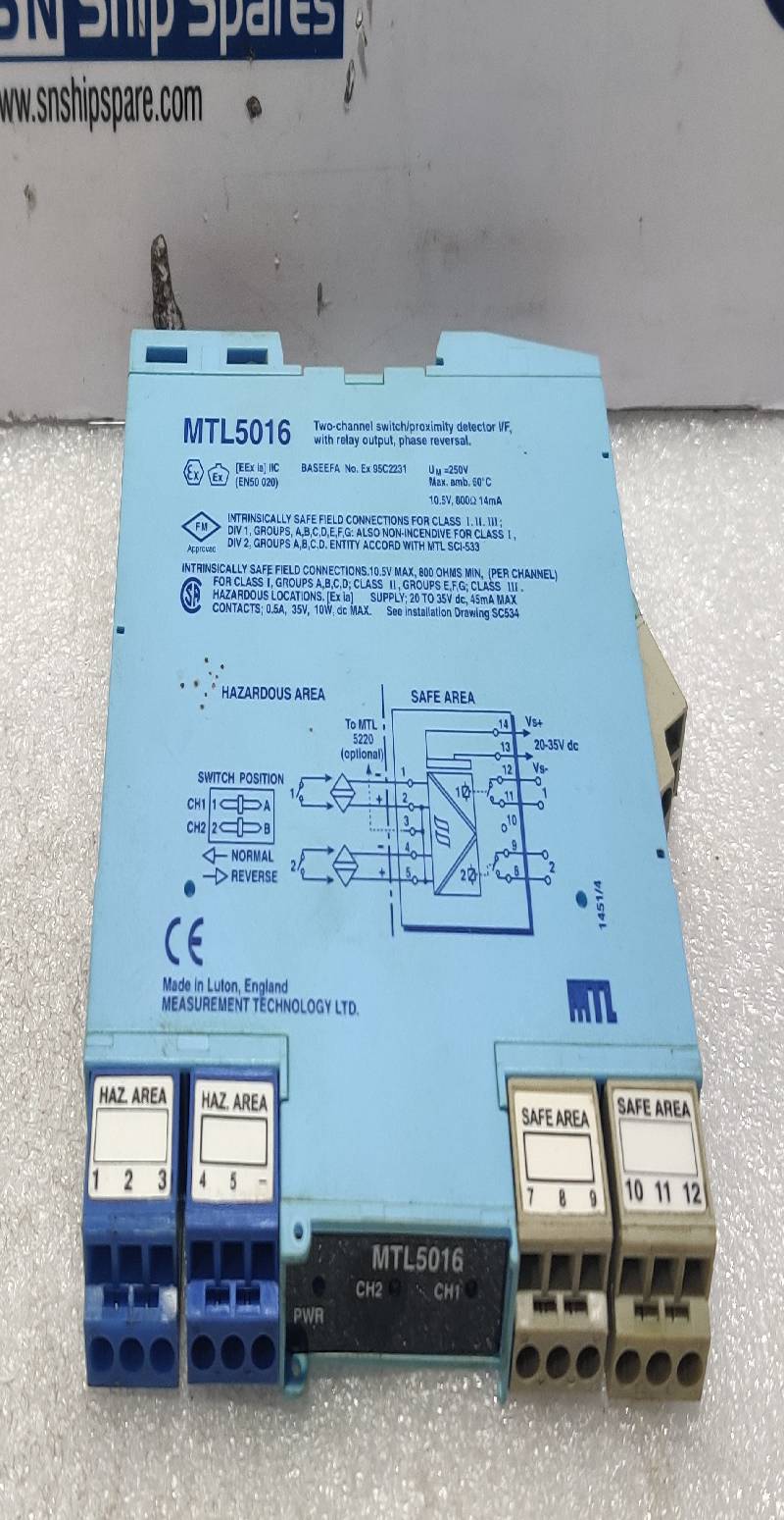 MTL MTL5016 Two Channel Switch/Proximity Detector Interface