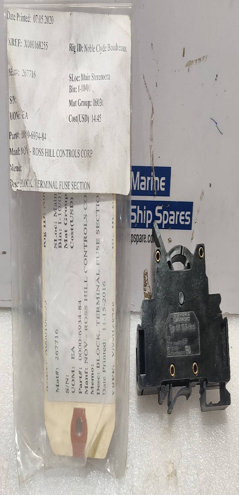 Phoenix Contact UK 10,3-Hesi Fuse Section Terminal Block 630V max. 30A NOV 0000-6934-84