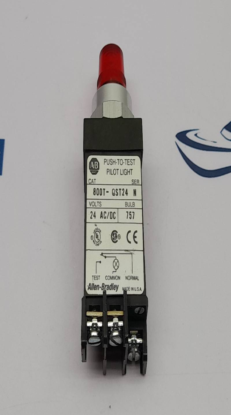 Allen-Bradley 800T-QST24 Push-To-Test Red Pilot Light 24 AC/DC