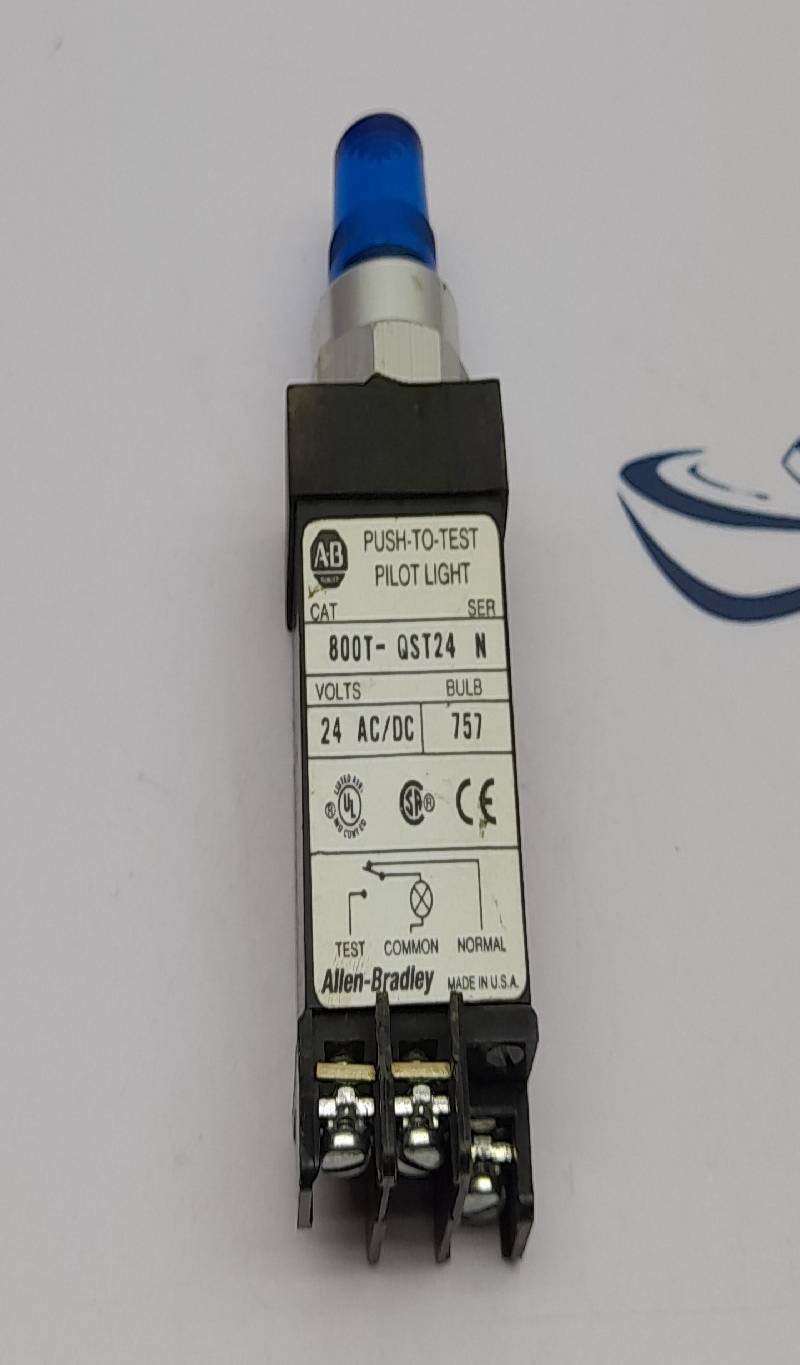 Allen-Bradley 800T-QST24 Push-To-Test Blue Pilot Light Ser N 24 AC/DC