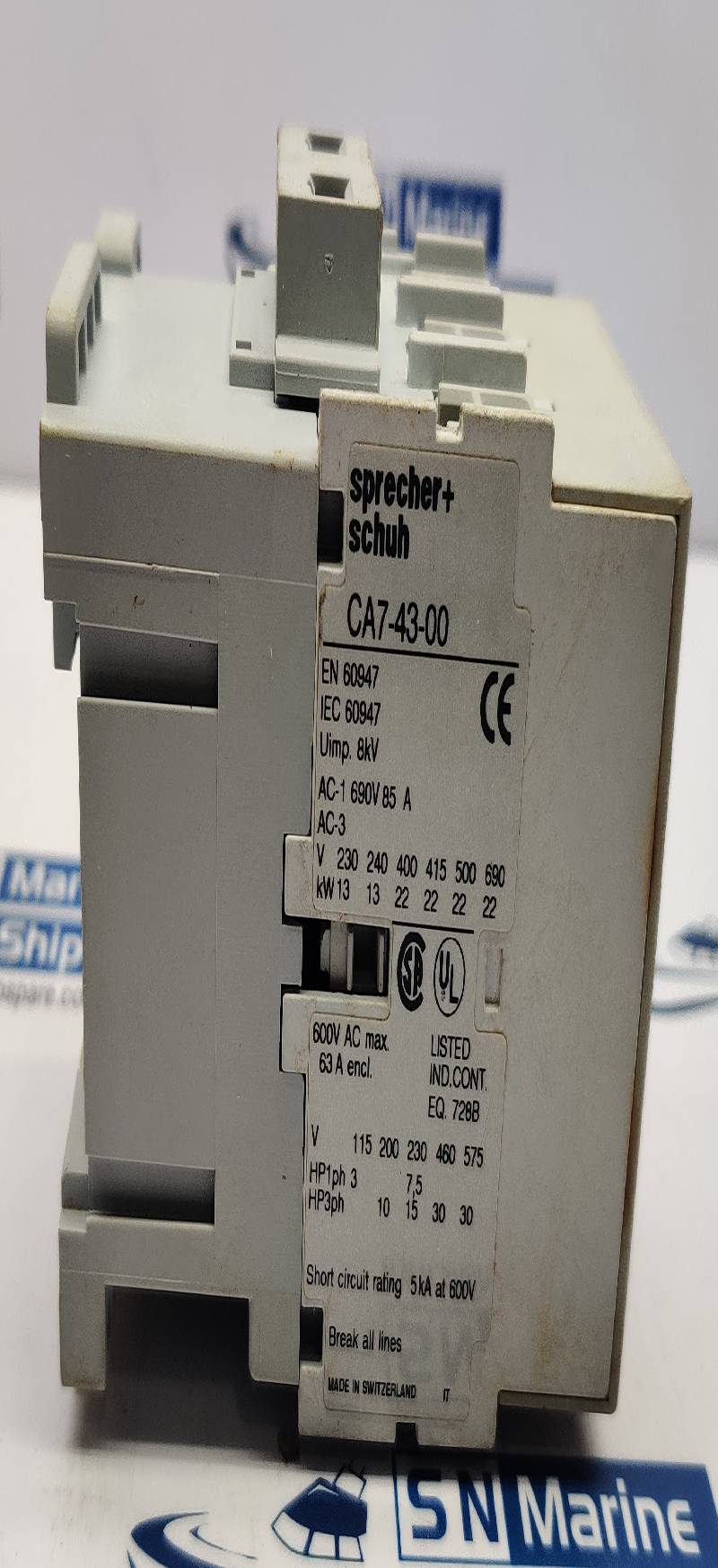 Sprecher Schuh CA7-43-00 Contactor AC-1 690V 85A 110V 50Hz 120V 60Hz