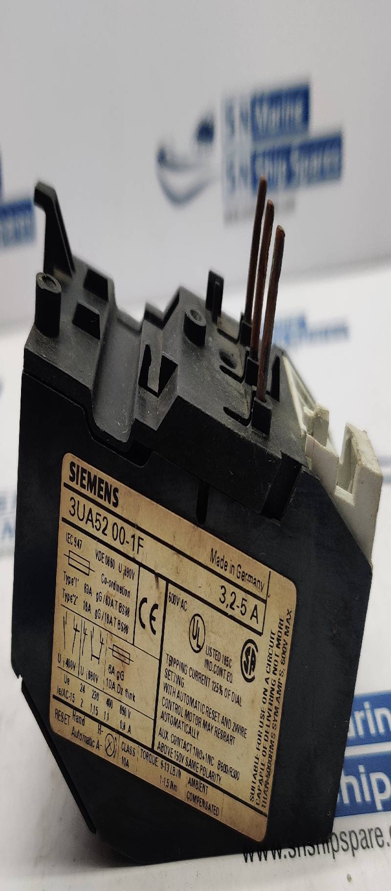 Siemens 3UA5200-1F Thermal Overload Relay 3,2-5A Class 10A 600Vac