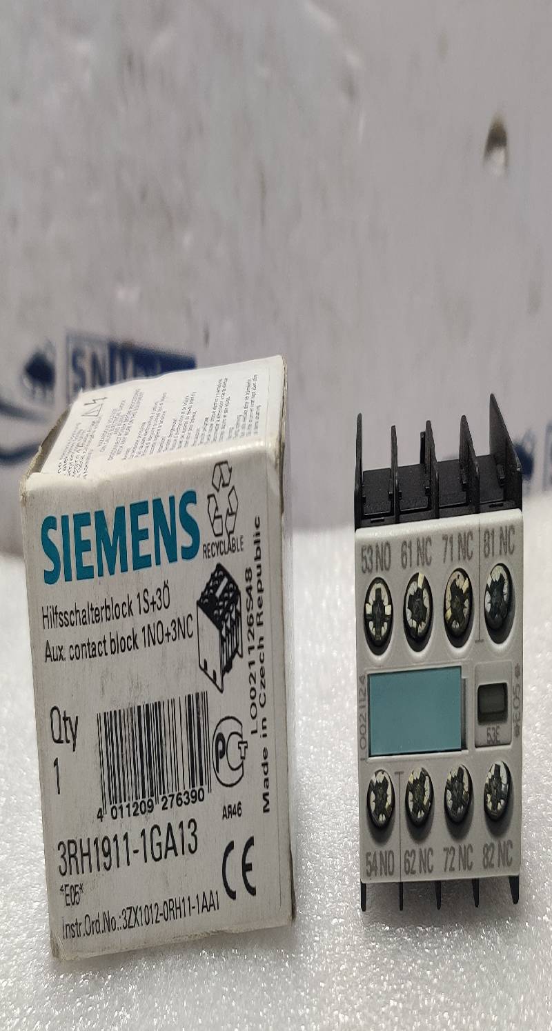 Siemens 3RH1911-1GA13 Auxiliary Contact Block 1NO+3NC 10A/240V 3PCs In Lot