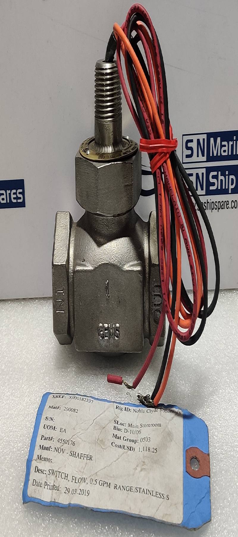 GEMS Sensor FS200 Flow Switch Pilot Duty: 20VA ., 50 To 240V.A.C NOV 4550176