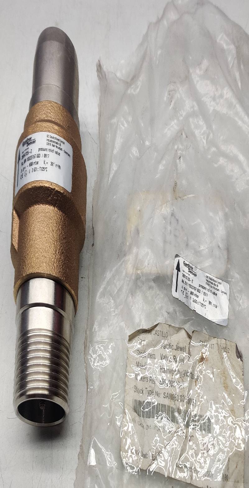 Gardner Denver 2BX4725-Z Pressure Relief Valve 10323757 003/0917 p= -600 mbar