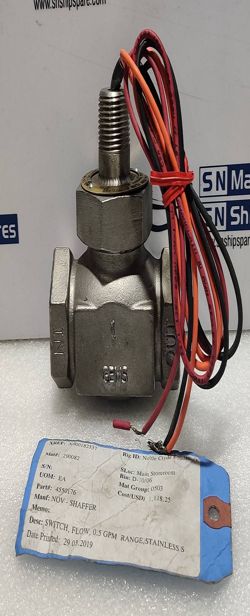 GEMS Sensor FS200 Flow Switch Pilot Duty: 20VA ., 50 To 240V.A.C NOV 4550176