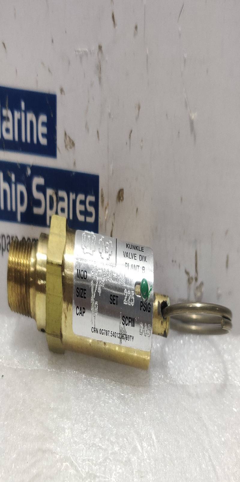 KUNKLE VALVE 30-A01-KM Safety Valve Size: ¼” Set: 225PSIG 0030-A01-KM0225