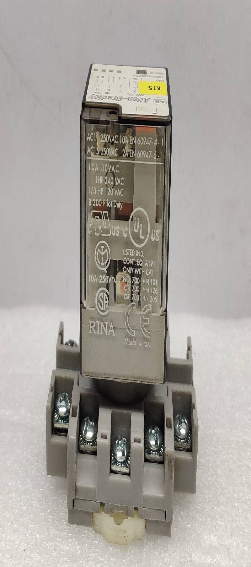 Allen Bradley 700-HA33Z24 Relay Ser D 24VDC With 700-HN126 Relay Base Ser A