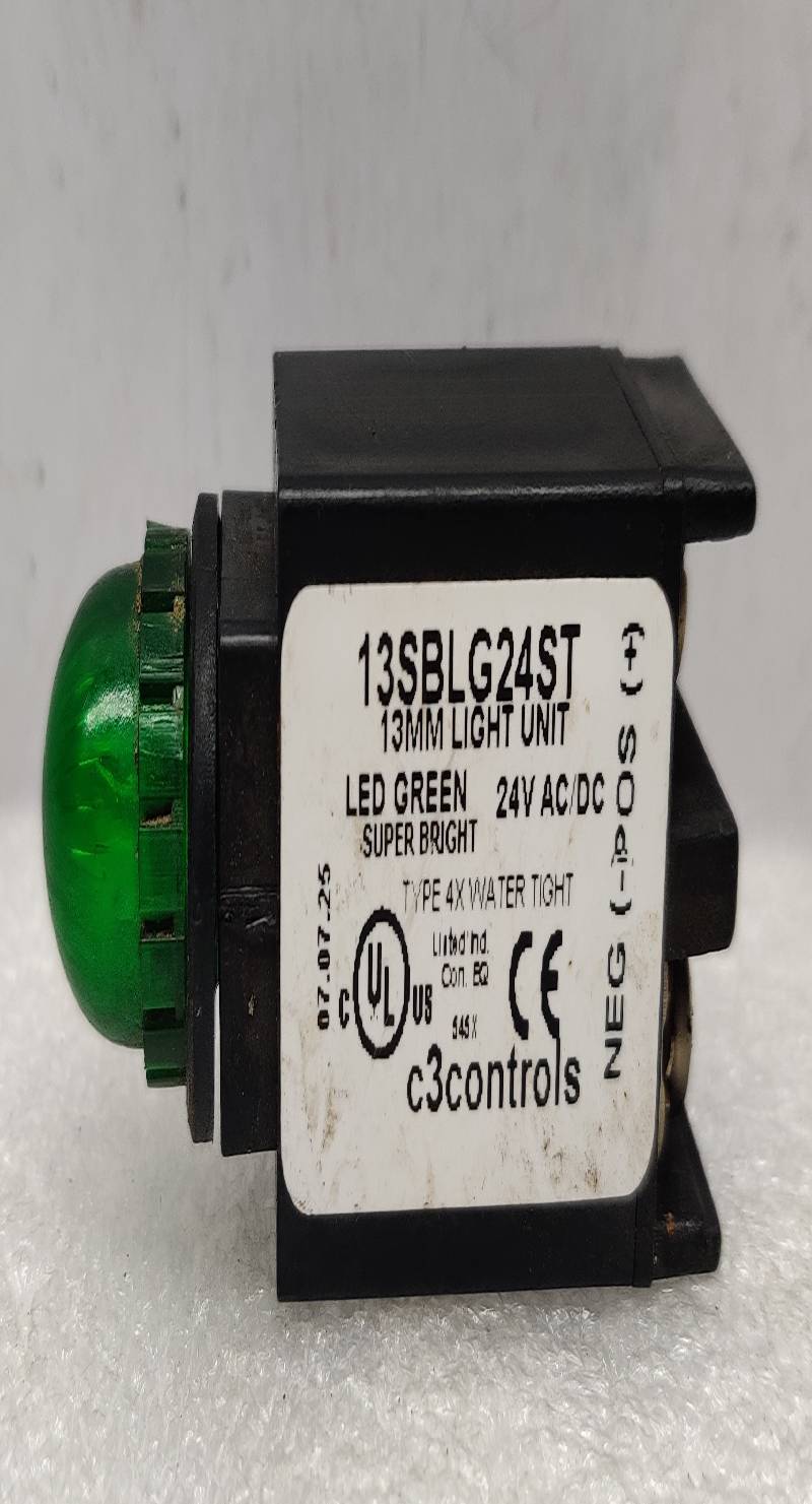 C3 Controls 13SBLG24ST 13MM LIGHT UNIT LED GREEN SUPER BRIGHT 24V AC/DC