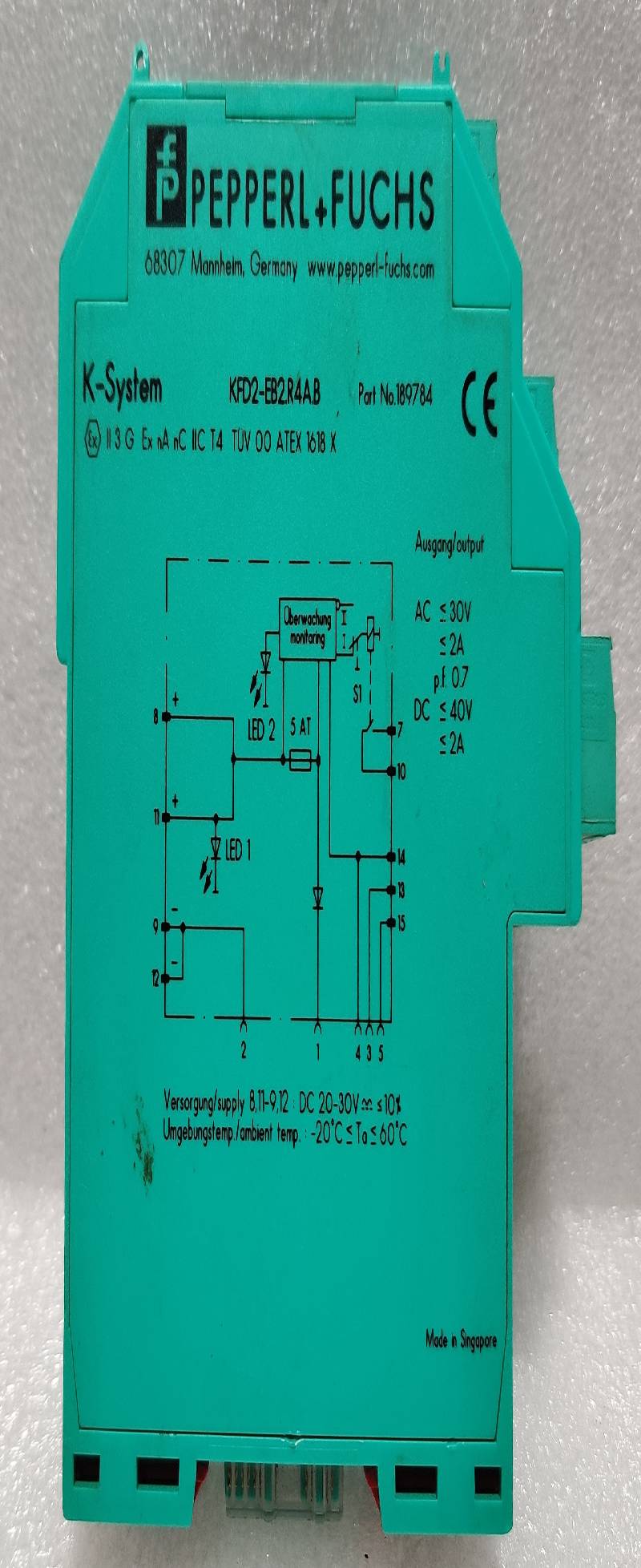 Pepperl Fuchs 189784 REDUNDANT POWER FEED MODULE K-System KFD2-EB2.R4A.B