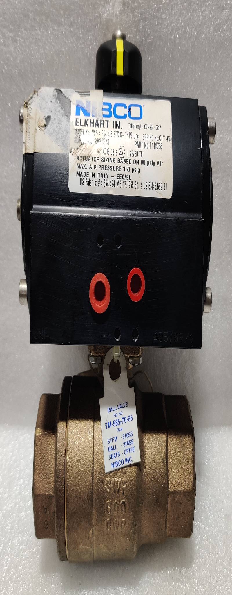 Cad Control Systems 60350126 Ball Valve With Air Actuator